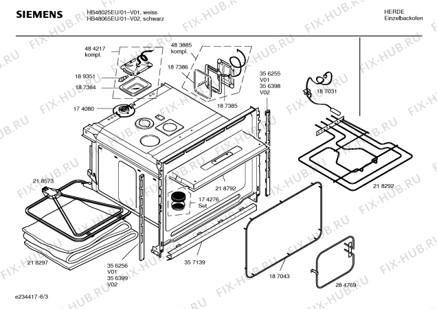 Взрыв-схема плиты (духовки) Siemens HB48025EU - Схема узла 03