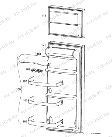 Взрыв-схема холодильника Clatronic KG2860 - Схема узла Door 003