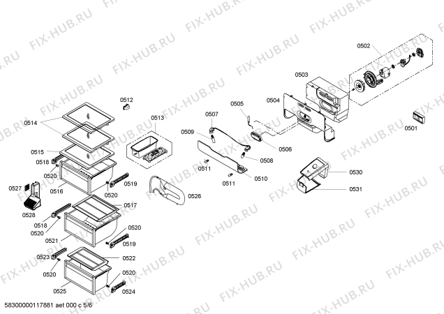 Схема №1 B20CS80SNW Side by side с изображением Панель для холодильной камеры Bosch 00669467