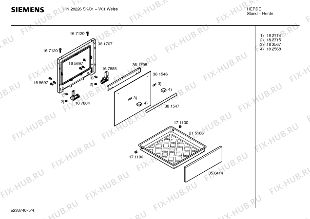 Взрыв-схема плиты (духовки) Siemens HN28226SK - Схема узла 04