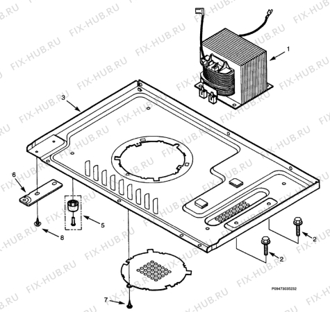 Взрыв-схема микроволновой печи Electrolux EMM2363 - W - Схема узла Section 3