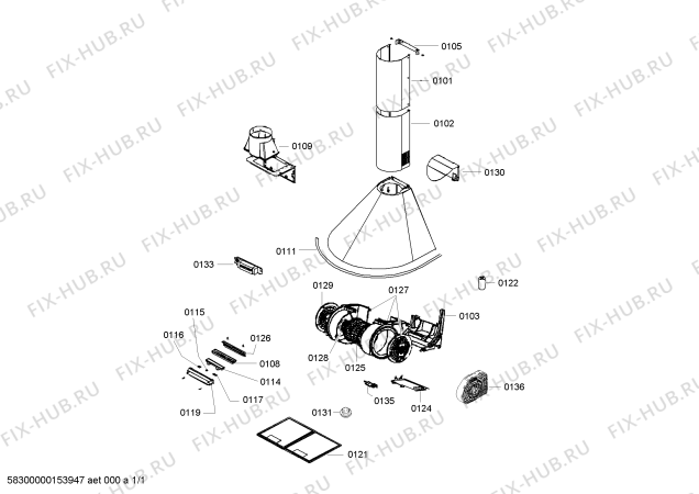 Схема №1 LC954DA10 с изображением Корпус для вентиляции Bosch 00645750