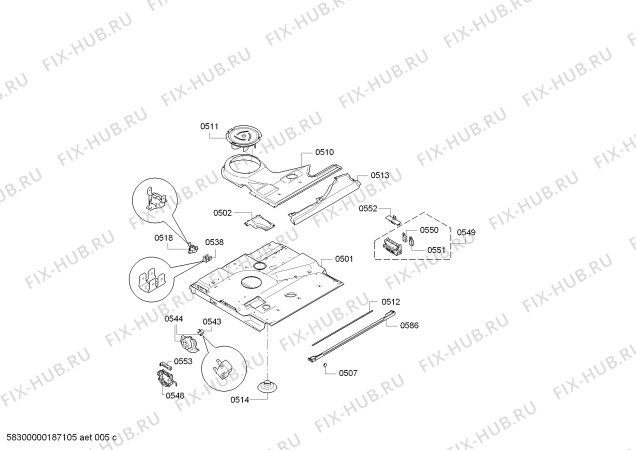 Взрыв-схема плиты (духовки) Bosch HNG6764B6 - Схема узла 05