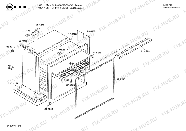 Схема №1 B1140F0GB 10311EM с изображением Переключатель для плиты (духовки) Bosch 00032129