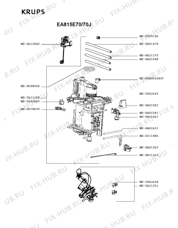 Взрыв-схема кофеварки (кофемашины) Krups EA815E70/70J - Схема узла XP005615.7P2