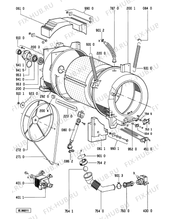 Схема №2 AWP 058/1 с изображением Шарнир люка для стиральной машины Whirlpool 481941719513