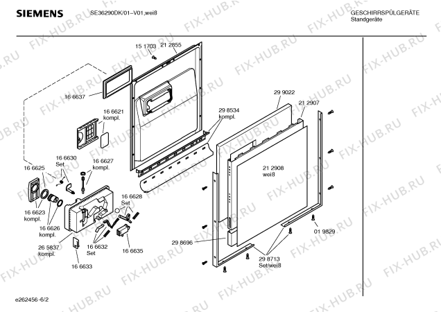Взрыв-схема посудомоечной машины Siemens SE36290DK - Схема узла 02