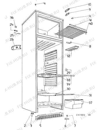 Взрыв-схема холодильника Zanussi ZFC284D - Схема узла C10 Cabinet/Interior