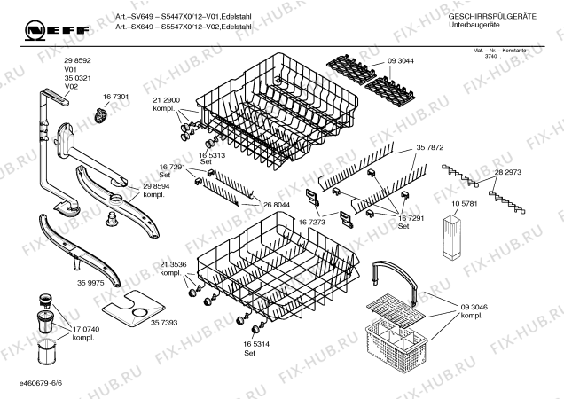 Взрыв-схема посудомоечной машины Neff S5547X0 SX340 - Схема узла 06