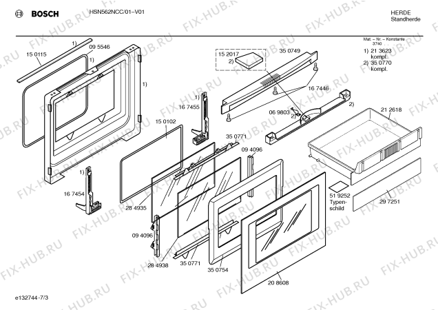 Схема №1 HSN562N с изображением Ручка переключателя для плиты (духовки) Bosch 00167419
