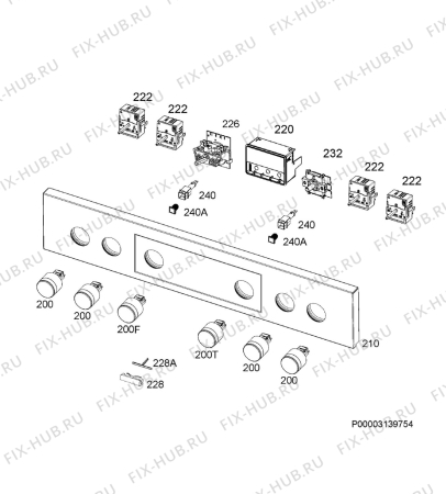 Взрыв-схема плиты (духовки) Aeg EPB331000M - Схема узла Command panel 037
