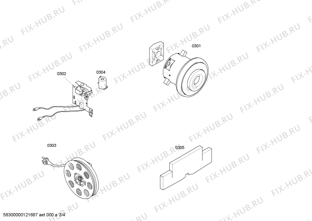 Взрыв-схема пылесоса Bosch BSA3280GB bagless 2200 W - Схема узла 03