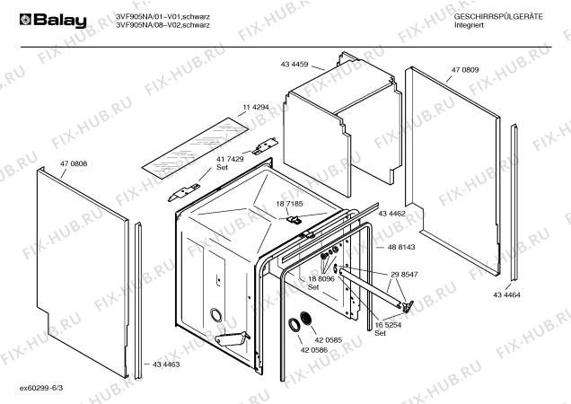 Взрыв-схема посудомоечной машины Balay 3VF905NA - Схема узла 03