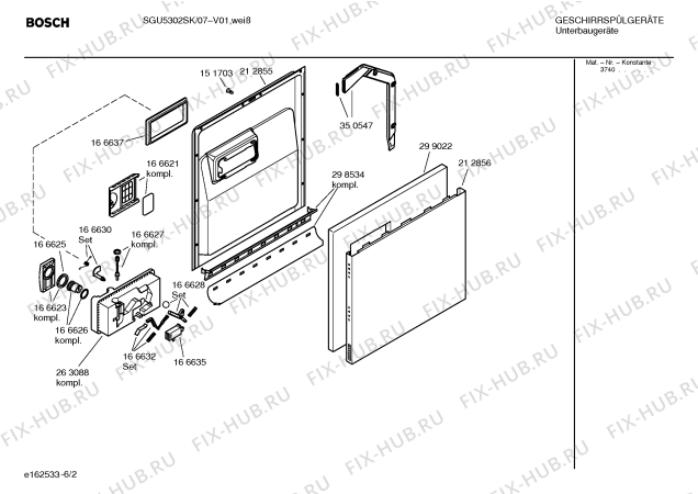 Взрыв-схема посудомоечной машины Bosch SGU5302SK - Схема узла 02