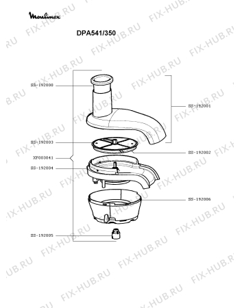 Взрыв-схема блендера (миксера) Moulinex DPA541/350 - Схема узла DP003468.1P3