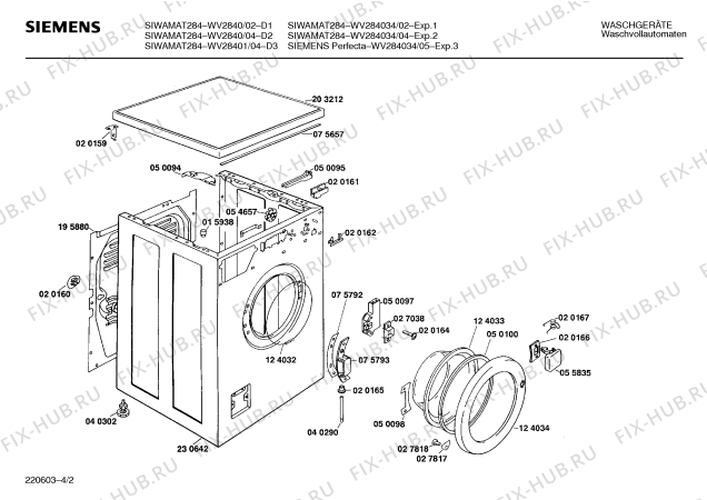 Взрыв-схема стиральной машины Siemens WV28401 SIWAMAT PLUS 284 - Схема узла 02