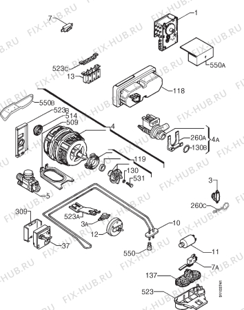 Взрыв-схема посудомоечной машины Rex IT543 - Схема узла Electrical equipment 268