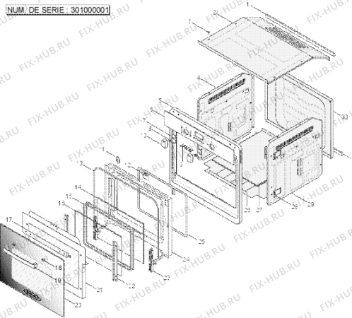 Взрыв-схема плиты (духовки) Hotpoint SD97PEIT (F028764) - Схема узла