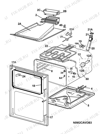 Взрыв-схема плиты (духовки) Voss Electrolux ELI86522RF 230V - Схема узла H10 Oven Cavity (small)