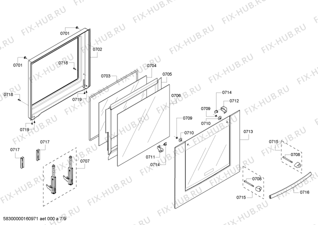 Схема №1 HBN3450UC с изображением Ремкомплект для духового шкафа Bosch 00703651