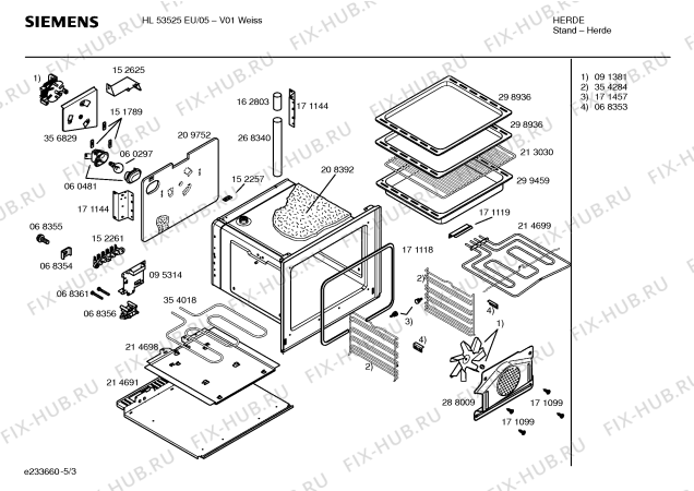 Схема №1 HL53525EU с изображением Инструкция по эксплуатации для электропечи Siemens 00527575