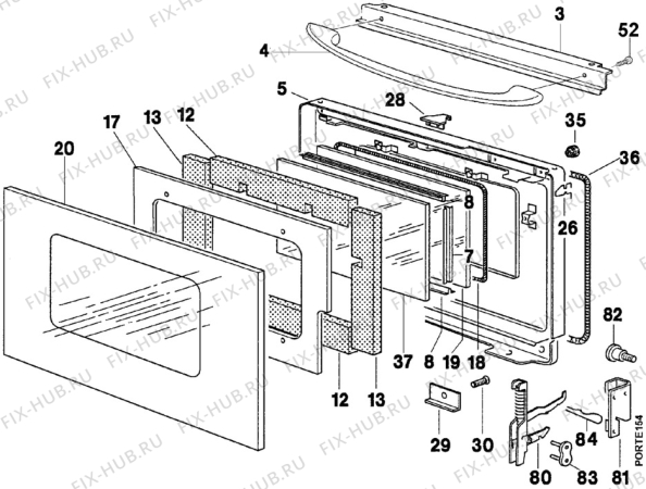 Взрыв-схема плиты (духовки) Electrolux EK6484/2 - Схема узла Door 003