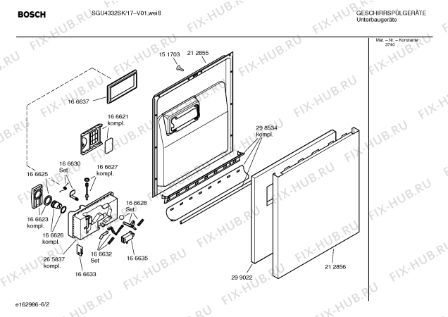 Взрыв-схема посудомоечной машины Bosch SGU4332SK - Схема узла 02