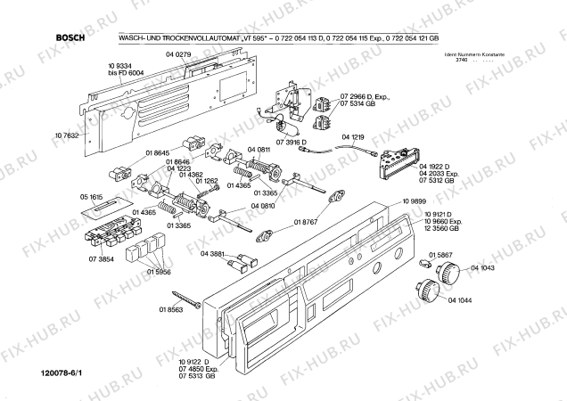 Схема №1 0722054115 VT595 с изображением Индикатор для стиралки Bosch 00042033