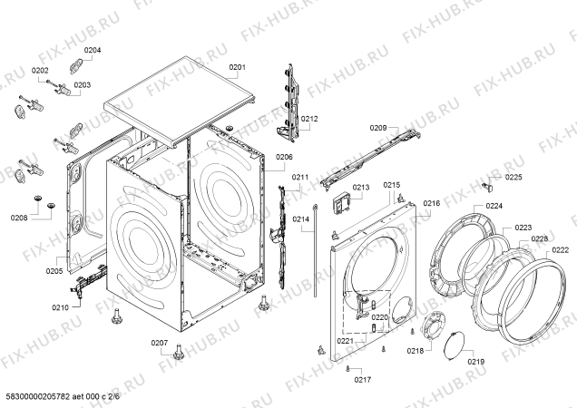 Взрыв-схема стиральной машины Bosch WAT28590 - Схема узла 02