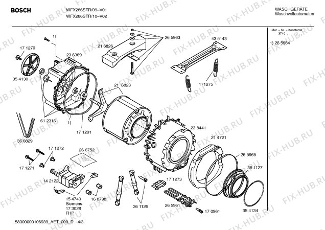 Взрыв-схема стиральной машины Bosch WFX286STR Sportline WFX286S - Схема узла 03