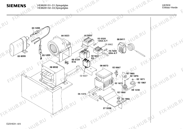 Взрыв-схема плиты (духовки) Siemens HE88281 - Схема узла 04