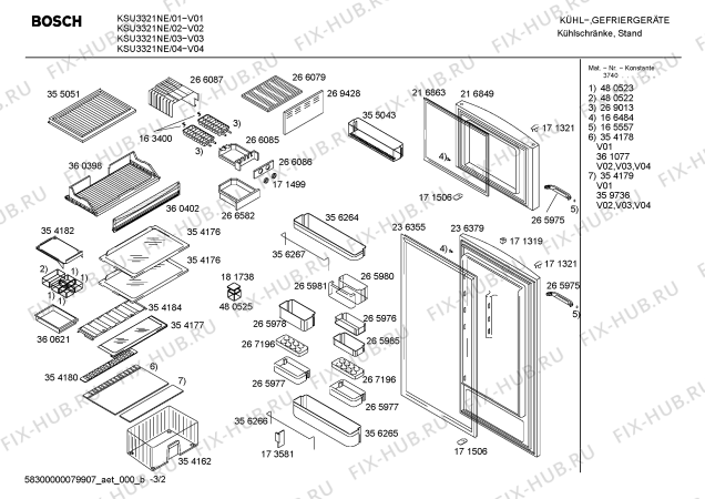 Взрыв-схема холодильника Bosch KSU3321NE - Схема узла 02