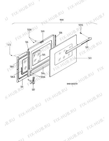 Взрыв-схема плиты (духовки) Electrolux CF6581 - Схема узла Door 003