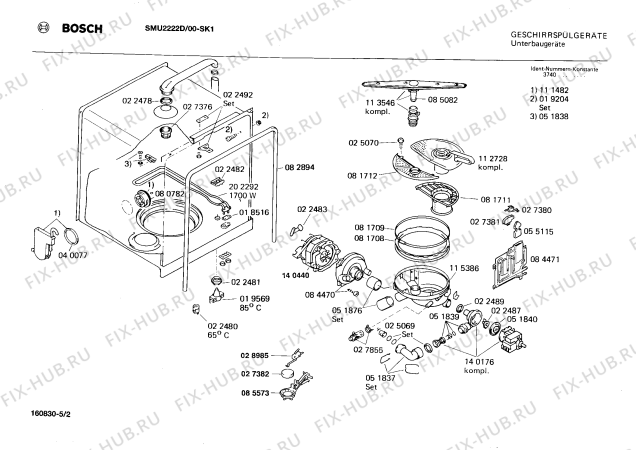 Взрыв-схема посудомоечной машины Bosch SMU2222D - Схема узла 02