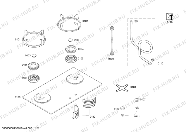 Схема №1 PED7230MX с изображением Варочная панель для плиты (духовки) Bosch 00247471