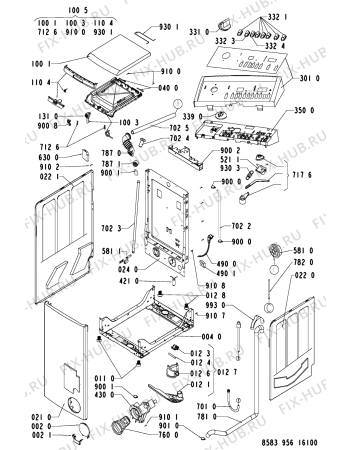 Схема №1 WAT 95650 с изображением Обшивка для стиральной машины Whirlpool 481245211827