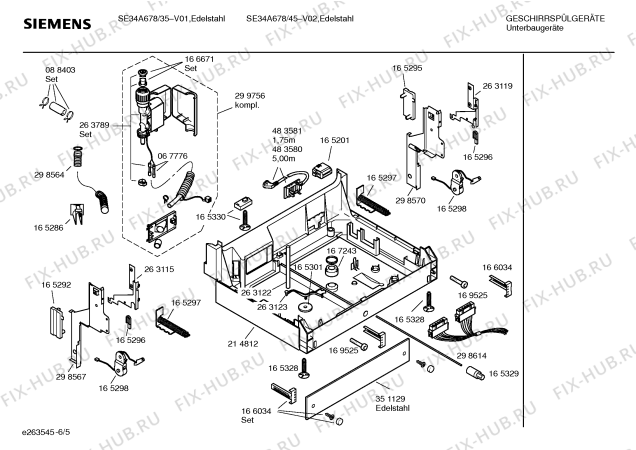 Взрыв-схема посудомоечной машины Siemens SE34A678 Extraklasse - Схема узла 05
