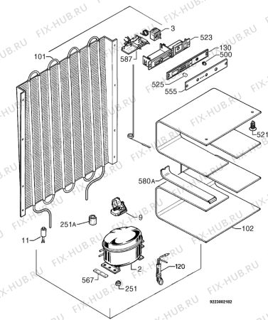 Взрыв-схема холодильника Privileg 036531_40203 - Схема узла Cooling system 017