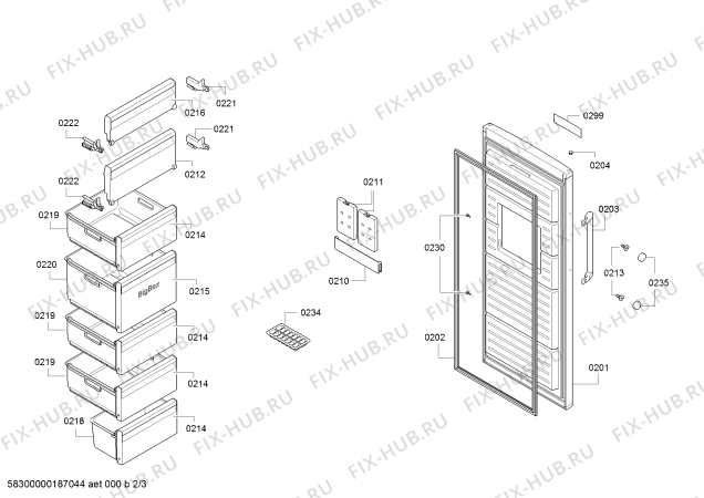 Взрыв-схема холодильника Profilo DF1033W3VV - Схема узла 02