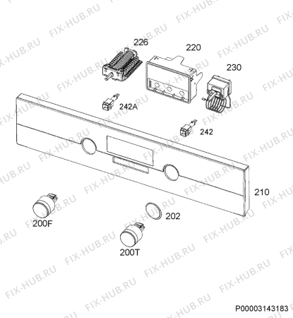 Взрыв-схема плиты (духовки) Aeg BEK435220M - Схема узла Command panel 037