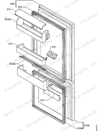 Взрыв-схема холодильника Zanussi ZFC18/8RDN - Схема узла Door 003