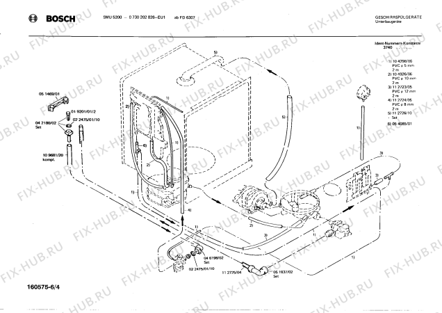 Взрыв-схема посудомоечной машины Bosch 0730202826 SMU5200 - Схема узла 04