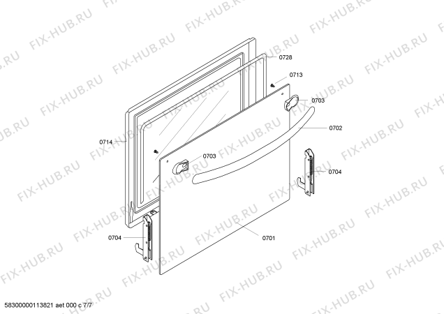 Взрыв-схема плиты (духовки) Bosch HSW745050N - Схема узла 07