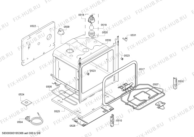 Взрыв-схема плиты (духовки) Bosch HCA724320V - Схема узла 05