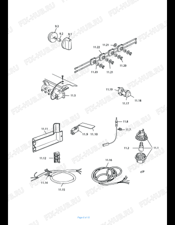 Взрыв-схема плиты (духовки) DELONGHI TGX 664/1 A - Схема узла 6