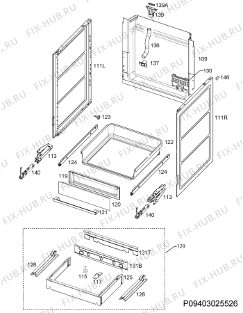 Взрыв-схема плиты (духовки) Electrolux EKC8000W   400V - Схема узла Housing 001