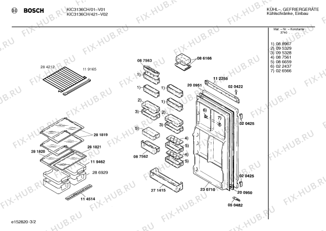 Взрыв-схема холодильника Bosch KIC3136CH - Схема узла 02