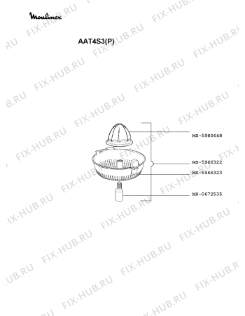 Взрыв-схема кухонного комбайна Moulinex AAT4S3(P) - Схема узла KP000477.2P2