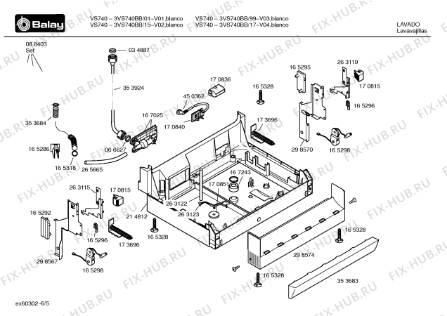 Взрыв-схема посудомоечной машины Balay 3VS740BB VS740 - Схема узла 05