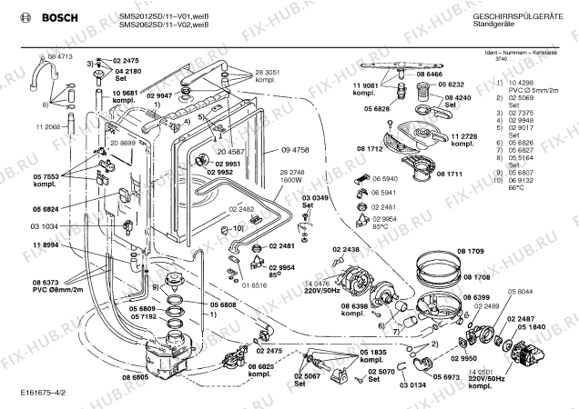 Взрыв-схема посудомоечной машины Bosch SMS2062SD - Схема узла 02